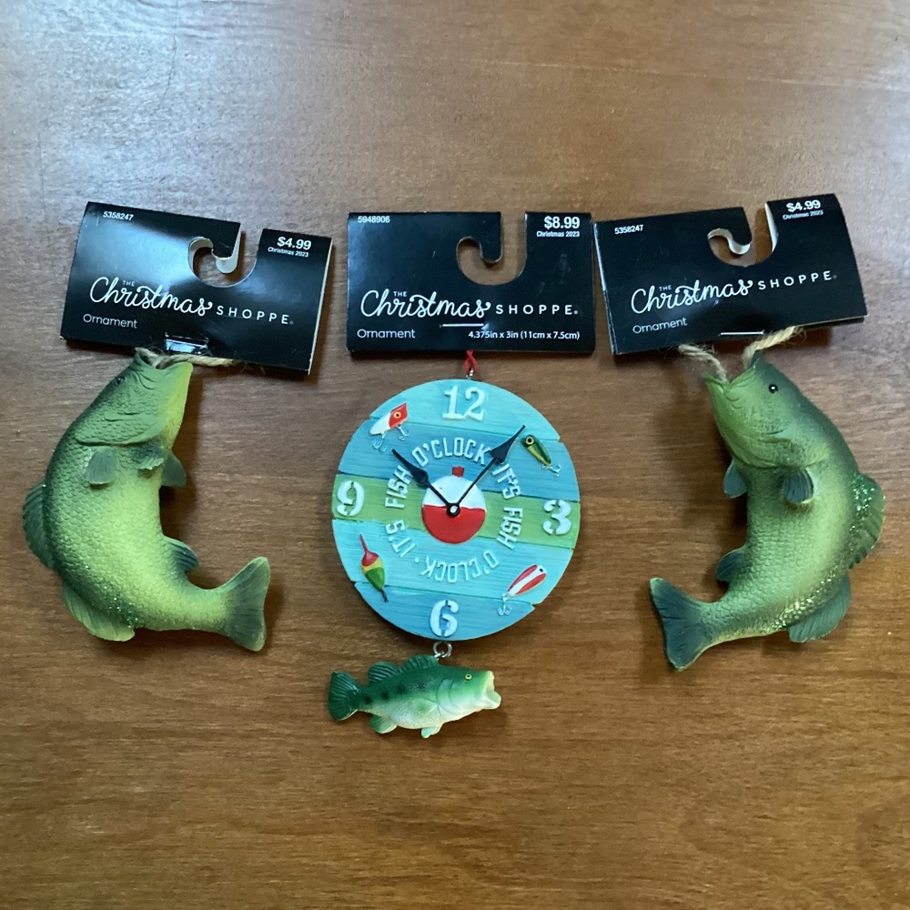Christmas Shoppe Fishing Theme Christmas Ornament Bundle of 3 New with tag